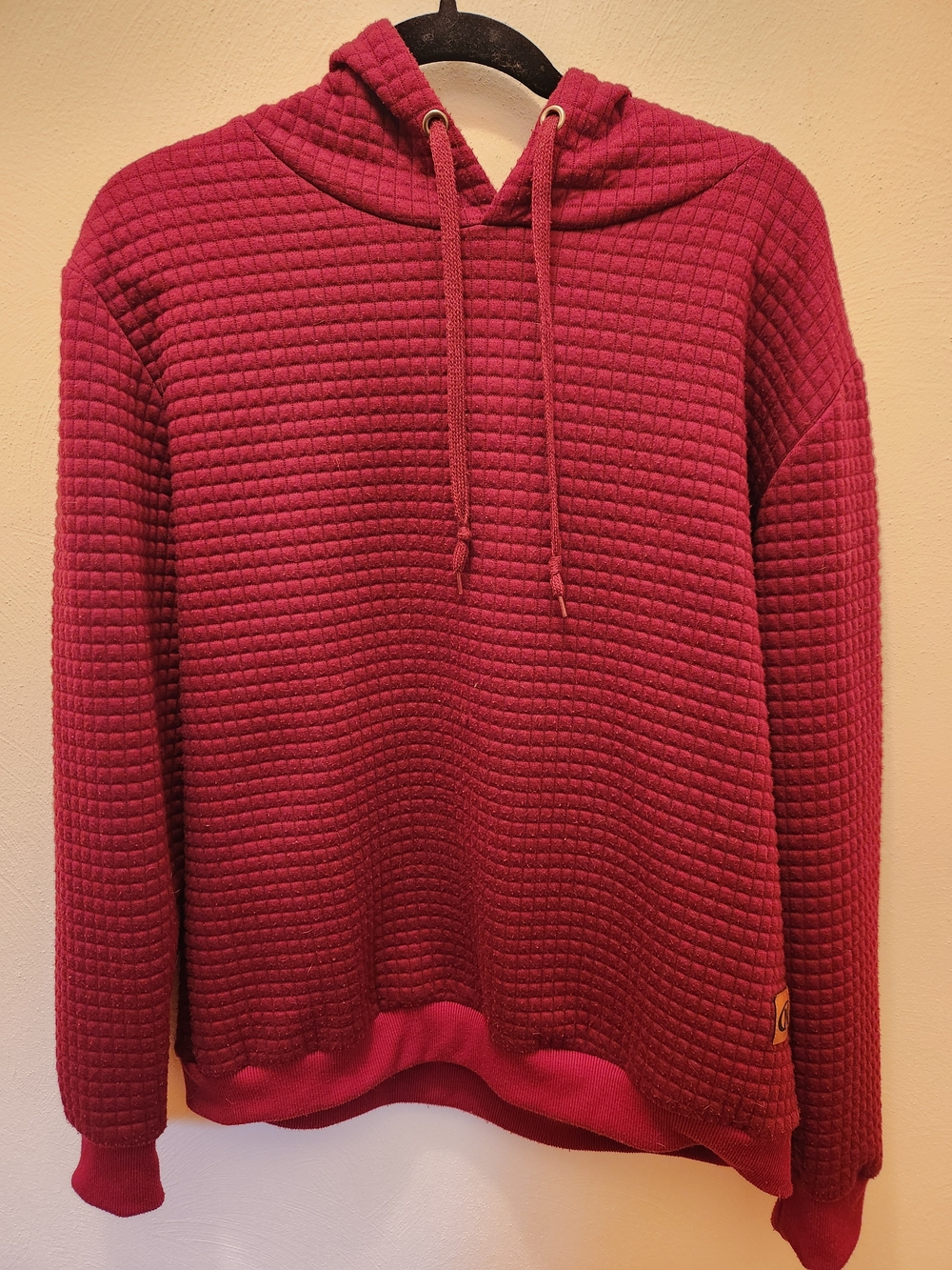 Mens Red Waffle Knit Hoodie Size L
